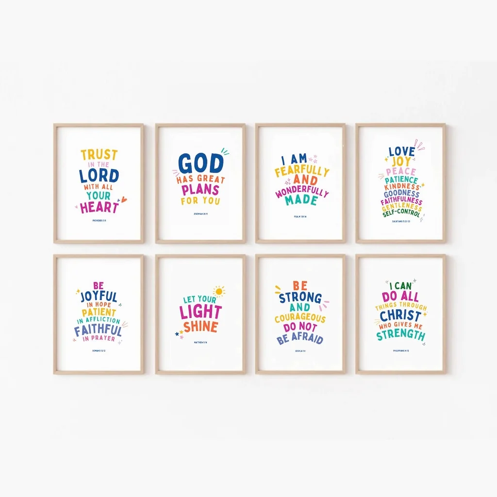 Kids Education Yes - Affiches de versets bibliques pour enfants,