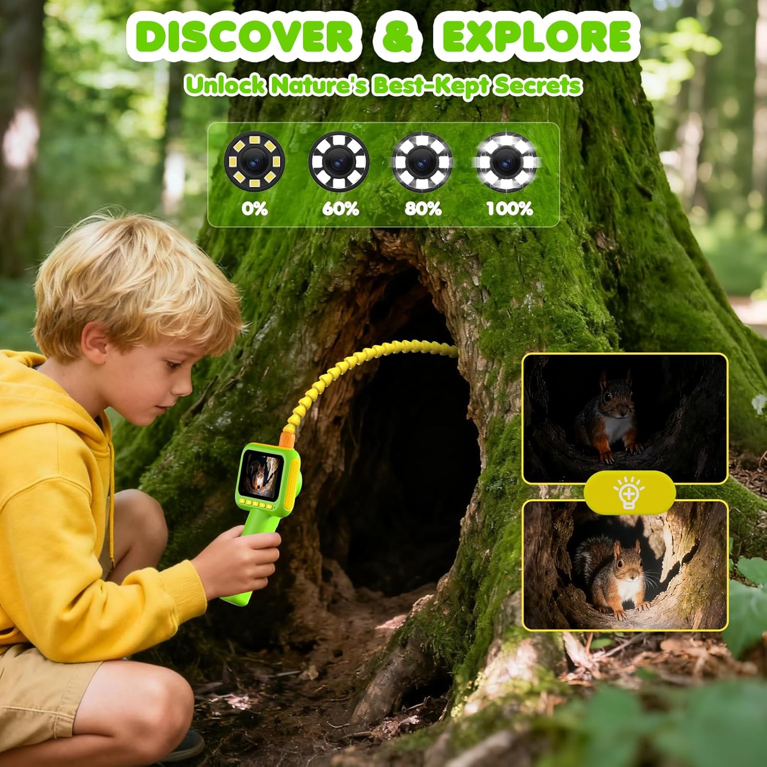 Kids Education Yes - Endoscope pour enfants, caméra serpentine avec