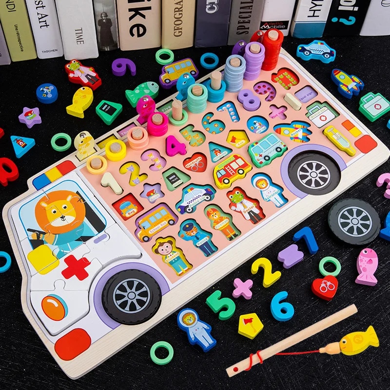Kids Education Number - Jouets en bois Montessori pour enfants,