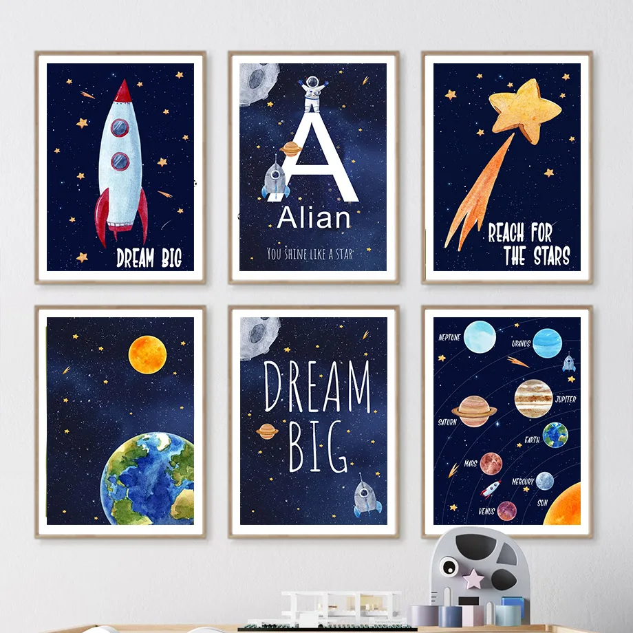 Kids Education Yes - Peinture sur toile personnalisée avec nom,